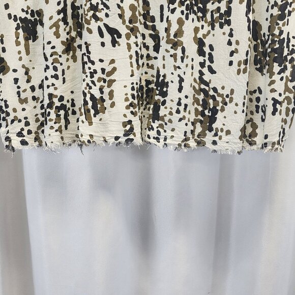 Womens For The Republic Abstract Jungle Dot Rayon Button-Front Shirt - Picture 7 of 12